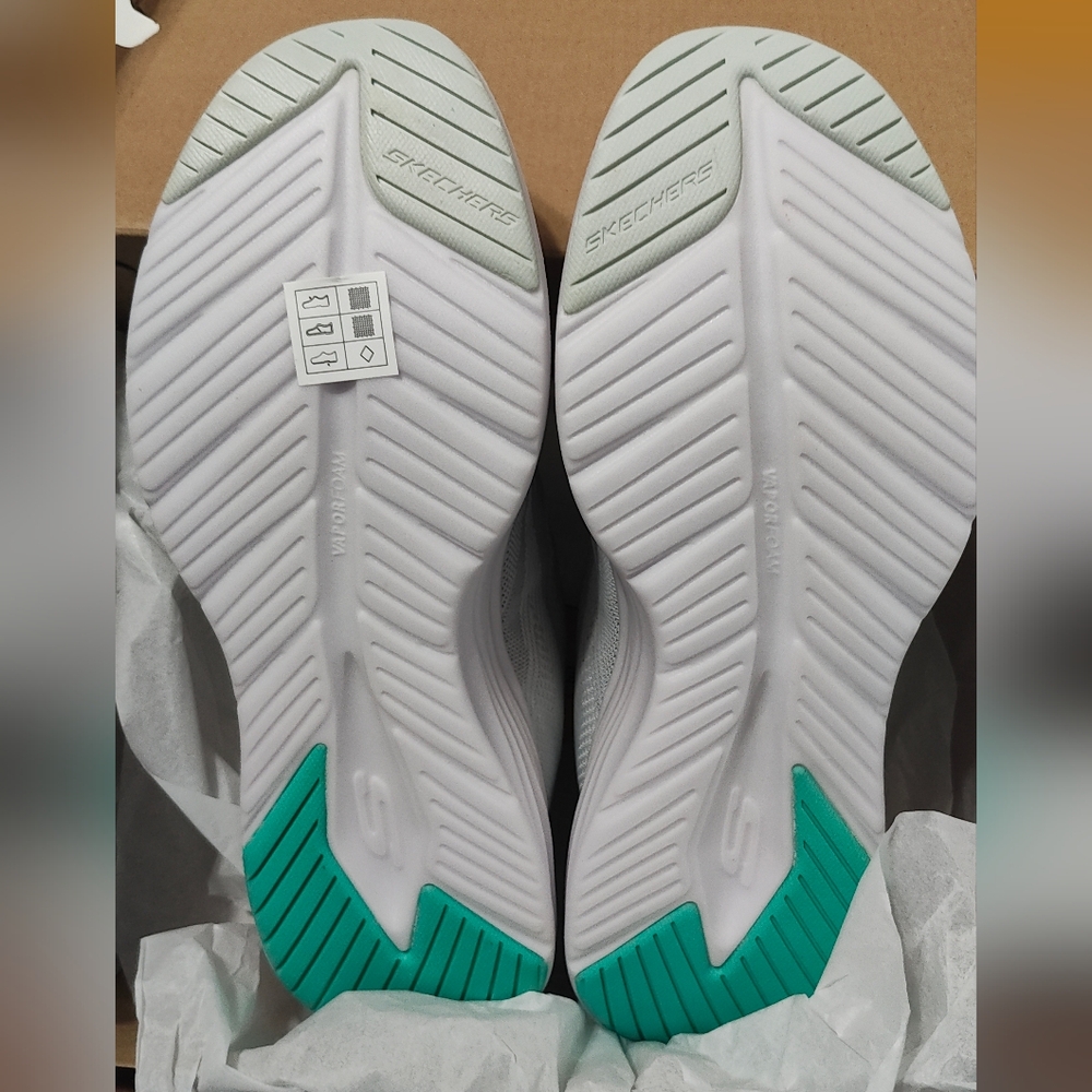 Skechers Light Gray and White Sneakers - Picture 5 of 10